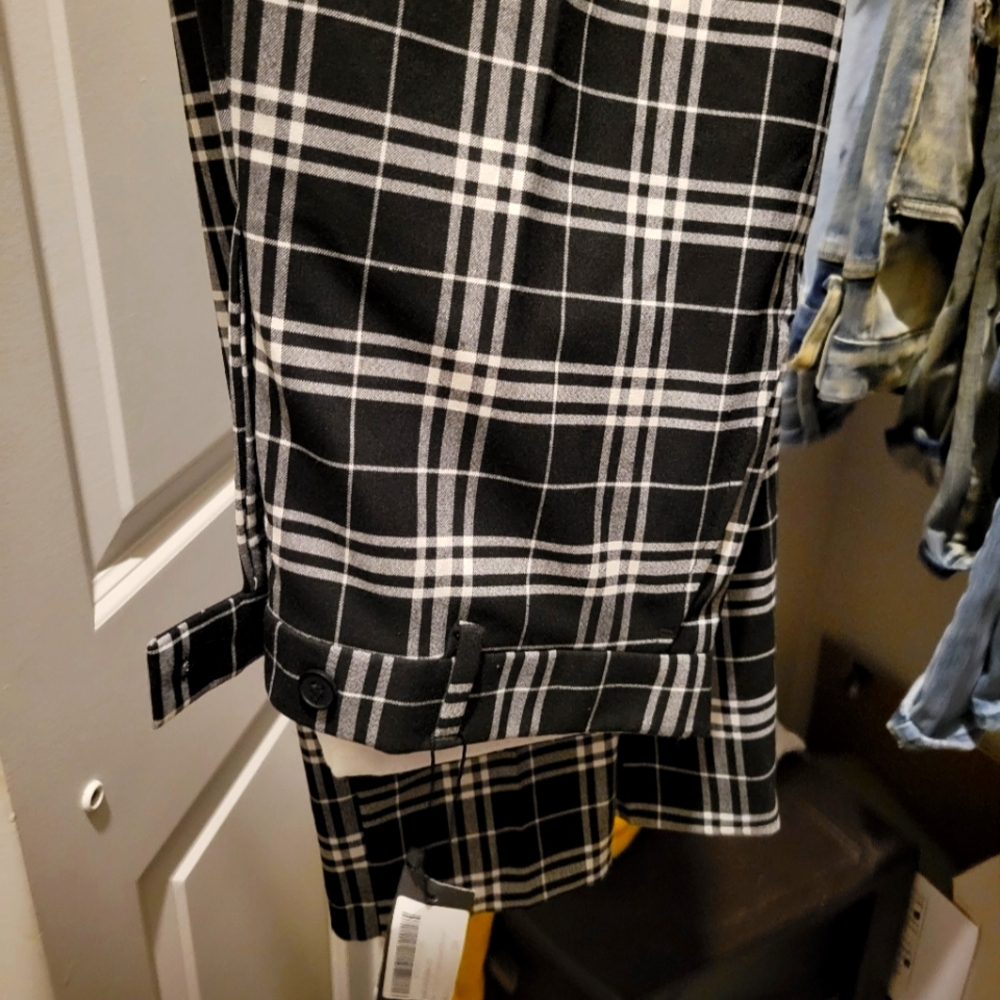 Plaid slim cropped pants!!